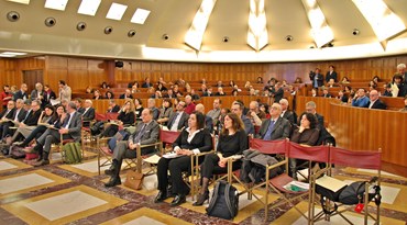 Foto evento presentazione mappa dei rischi dei comuni presso la sala polifunzionale di Palazzo Chigi 2019