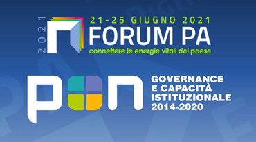 Locandina ufficiale dell'edizione 2021 del Forum Pa per l'ambito del Pon Governance